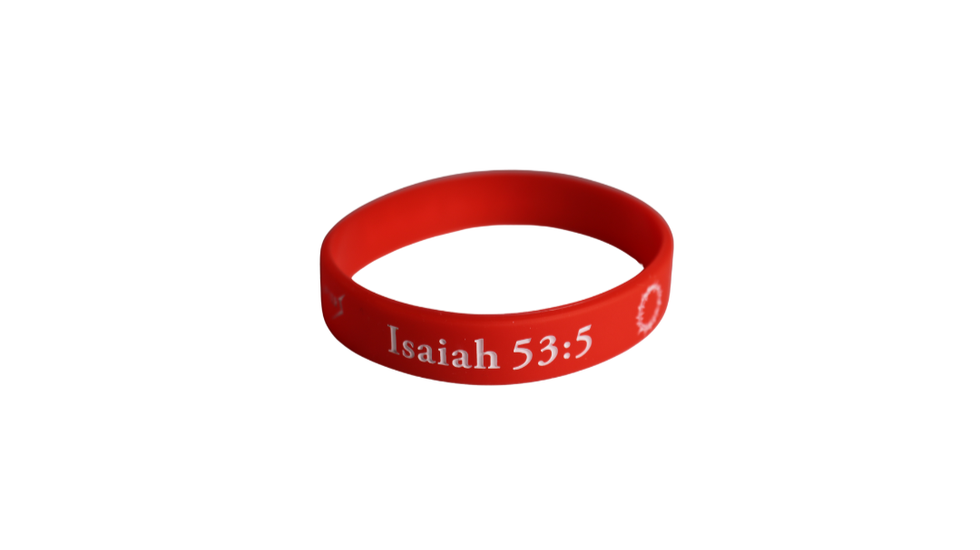 Isaiah 53:5 By His Wounds We Are Healed Rubber Bracelet